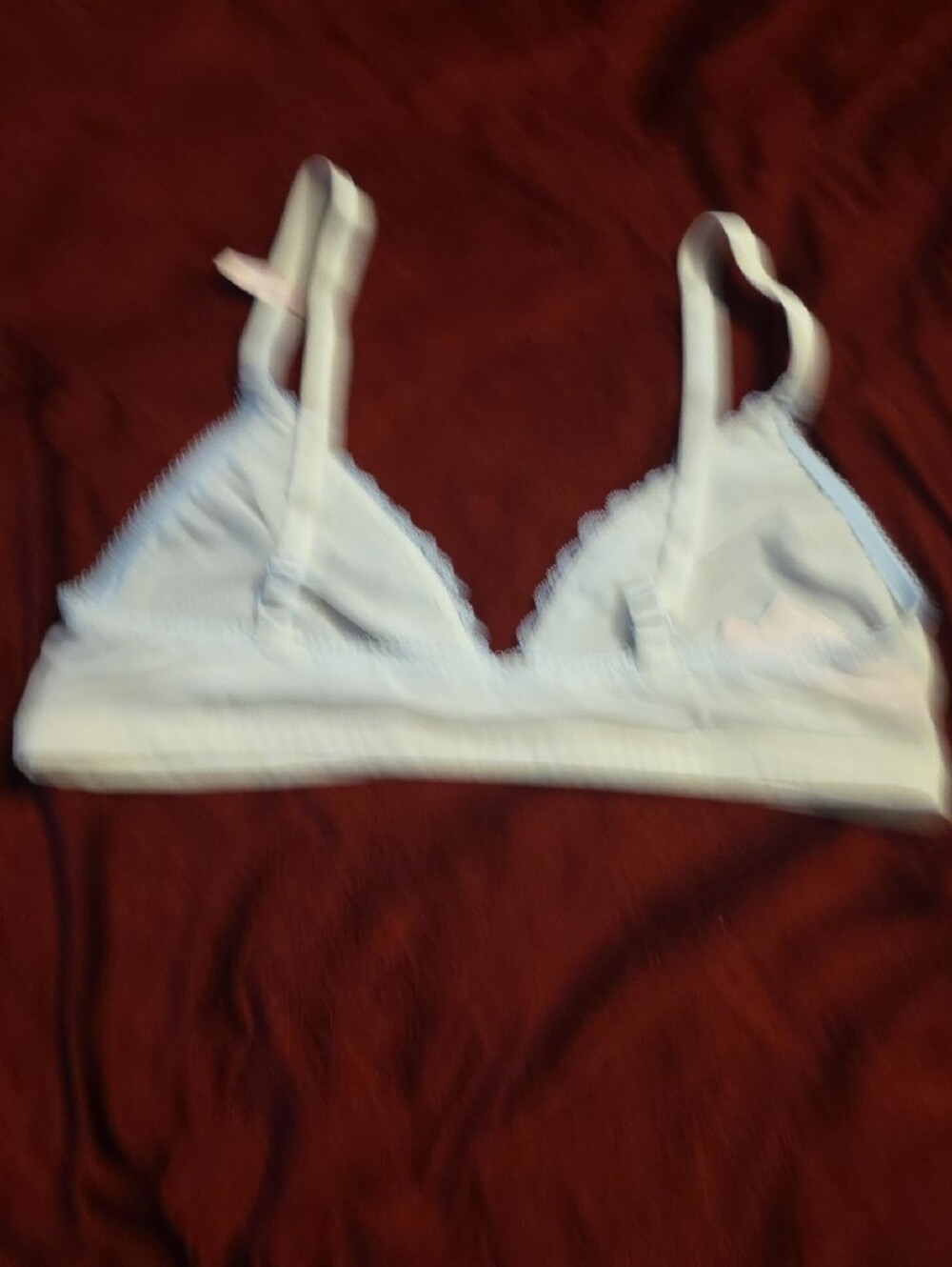 Victoria's Secret White With Pale Blue Lace Trim Wireless Bralette XL - Picture 3 of 5